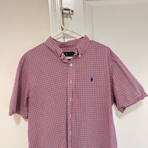 Polo by Ralph Lauren Men's Red and White Checkered Shirt